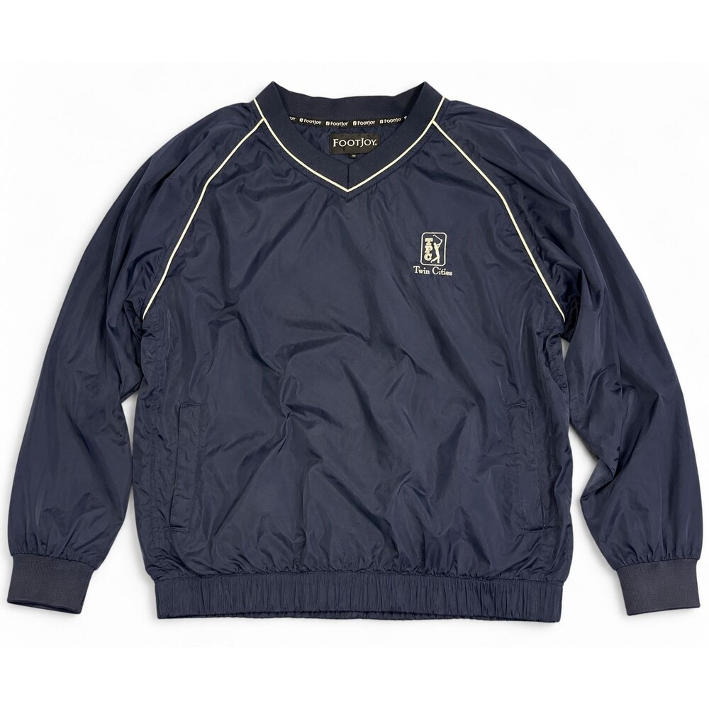 FootJoy TPC Twin Cities Golf Windshirt Pullover M Navy V-Neck Polyester